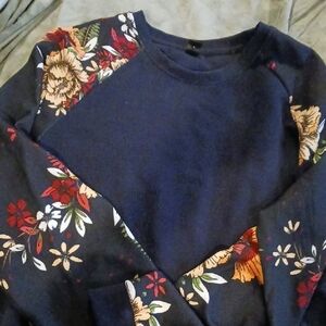 SHEIN Navy Floral Blouse